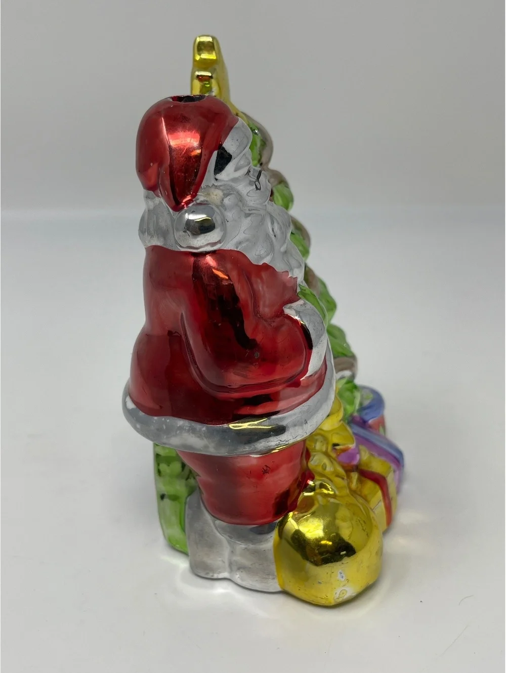 Vintage Style Metallic Santa Claus & Christmas Tree Ceramic Tea Light Holder